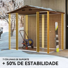 Abrigo de Jardim 3m² 152x235,7x208,7 cm Abrigo de Jardim com 2 Portas de Correr e 4 Janelas de Ventilação Madeira e Castanho