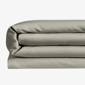 Capa De Edredom De Cetim Sampras 300 Fios Verde Cáqui & Cama 135/140cm (220 X 220 Cm) - Sklum