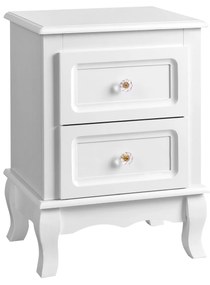 Conjunto de mesas de cabeceira com 2 gavetas em madeira de pinho | VASAGLE | 30 x 38 x 52 cm | branco | RDN012.