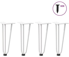 vidaXL Pernas de grampo para mesa de centro 4 peças, branco, 30 cm, aço maciço