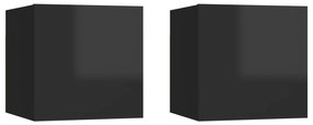 vidaXL Mesas de cabeceira 2pcs 30,5x30x30cm contrapl. preto brilhante