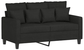 3 pcs conjunto de sofás com almofadas tecido preto
