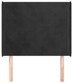 Cabeceira de cama c/ abas veludo 93x16x118/128 cm preto