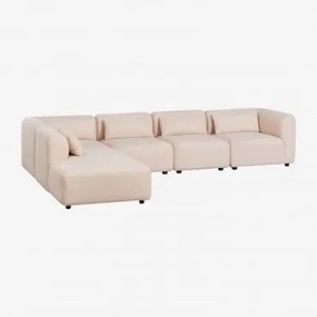 Sofá Modular De 5 Peças Com Chaise Longue Esquerda Fogler Tecido Pele De Borrego Bege Creme - Sklum