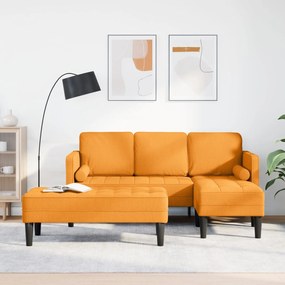 Conjunto de Sofá de 2 Peças com Almofadas Tecido Amarelo Escuro