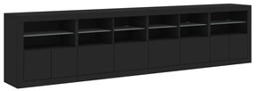 Aparador com luzes LED 283x37x67 cm preto