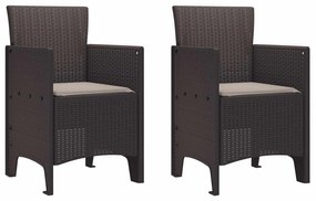 vidaXL Cadeira de Jardim 2 pcs Castanho 53 x 49 x 85 cm PP