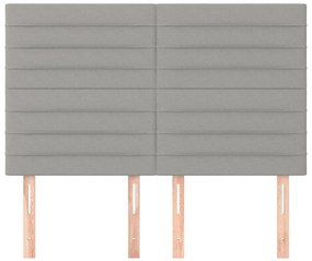 Cabeceira de cama 4 pcs tecido 72x5x78/88 cm cinzento-claro