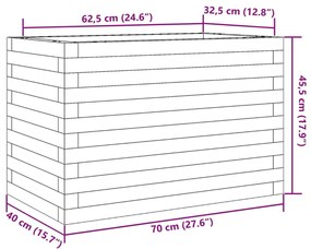 Vaso/floreira de jardim 70x40x45,5 cm pinho maciço castanho mel
