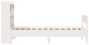 Cama com estante sem colchão 90x190 cm pinho maciço branco