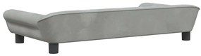 Cama para cães 100x50x21 cm veludo cinzento-claro