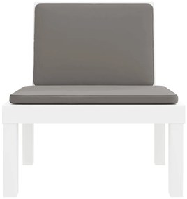 3 pcs conjunto lounge de jardim com almofadões PP branco