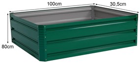 Floreira de cultivo em aço retangular, canteiro elevado, estufa para vegetais, flores, ervas, 100 x 30,5 x 80 cm verde