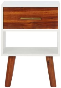 Mesa de cabeceira em madeira de acácia maciça 40x30x57 cm