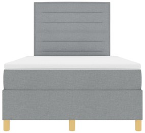 Cama Box Spring com Colchão Cinza Claro 120x200 cm Tecido