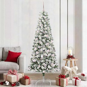 vidaXL Árvore de Natal Articulada Artificial Verde e Branco 210 cm