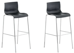 Conjunto de 2 bancos de bar Hoover em plástico e com estrutura cromada 43 x 100 x 48 cm Preto