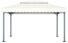 Gazebo com cordões de luzes LED 400x300 cm alumínio cor creme