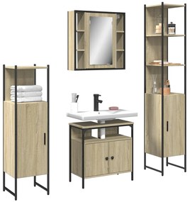 vidaXL 4 pcs conj. móveis casa banho derivados madeira carvalho sonoma