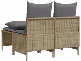 4 pcs conjunto de sofás para jardim c/ almofadões vime PE bege