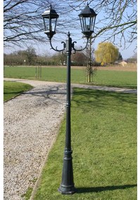 Candeeiro jardim c/ 2 braços 230cm alumínio verde-escuro/preto