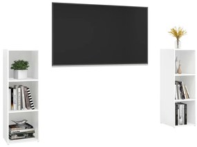 Móveis de TV 2 pcs 107x35x37 cm contraplacado branco