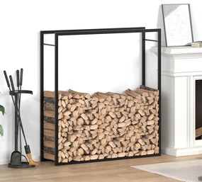 350310 vidaXL Suporte para lenha 110x28x116 cm aço preto mate