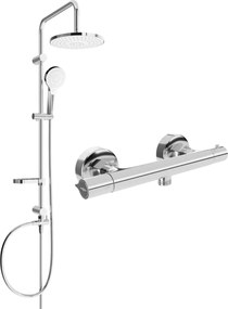 Mexen Slim Erik conjunto de chuveiro de superfície com chuveiro de teto e misturadora de chuveiro termostática, cromado