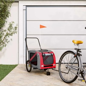 Reboque bicicleta p/ animais tecido oxford/ferro laranja/cinza