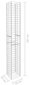 Cestos gabião 3 pcs aço galvanizado 25x25x197 cm