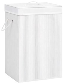 vidaXL Cesto para roupa suja c/ 2 secções 72 L bambu branco