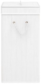 Cesto para roupa suja c/ 2 secções 72 L bambu branco