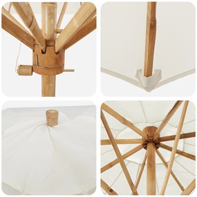 Guarda-sol de Jardim Creme Branco 180x230 cm Bambu