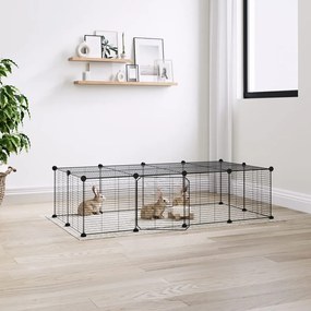 vidaXL Gaiola p/ animais de 20 painéis c/ porta 35x35 cm aço preto