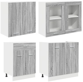 Conjunto de Armários de Cozinha 4 Peças Cinza Sonoma Madeira Engenheir
