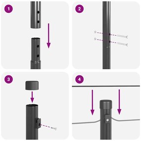Posts de Cerca 26 peças Cinza Ø32 mm 210 cm em Aço Galvanizado