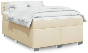 vidaXL Cama com molas/colchão 160x200 cm tecido cor creme