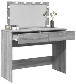 Toucador com LEDs 100x40x120 cm sonoma cinza