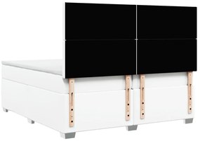 Cama com molas/colchão 200x200 cm couro artificial branco