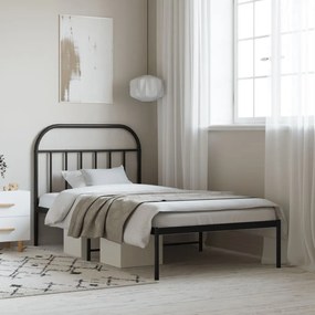 vidaXL Estrutura de cama com cabeceira 100x190 cm metal preto