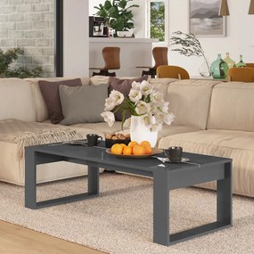 vidaXL Mesa de centro 110x50x35cm derivados de madeira cinza brilhante