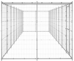 Canil de exterior com telhado 21,78 m² aço galvanizado
