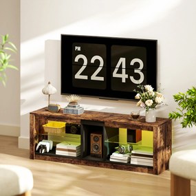 Móvel de TV, 140 x 35 x 47 cm, Iluminação LED com 7 Cores, Castanho
