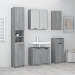 vidaXL 5 pcs conj. armário casa de banho madeira proces. sonoma cinza