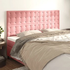 Cabeceira de cama 4 pcs veludo 90x5x78/88 cm rosa