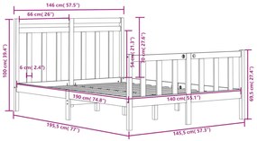Estrutura de cama 140x190 cm madeira maciça