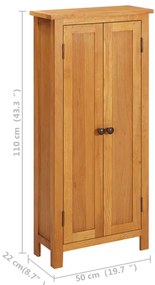 Armário de arrumação 50x22x110 cm madeira de carvalho maciça