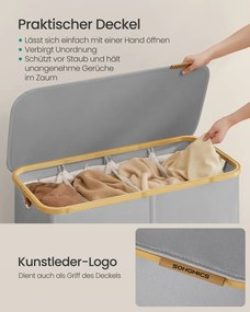 Cesto da roupa suja 200 L,  78 x 38,5 x 70,5 cm com tampa Cinza