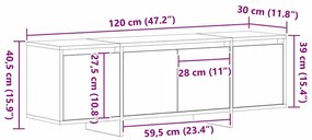 Móvel para TV vidaXL Preto Carvalho 120x30x40,5 cm Madeira engenheirad