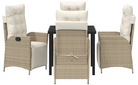 Conjunto de Jantar para Jardim de 5 Peças em Rattan Sintético Bege